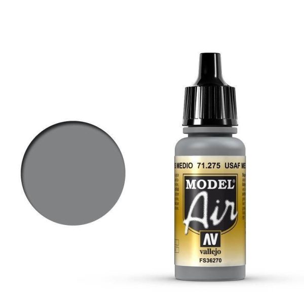 Vallejo 71275 Model Air USAF Medium Gray 17 ml Acrylic Airbrush Paint Hot on Sale