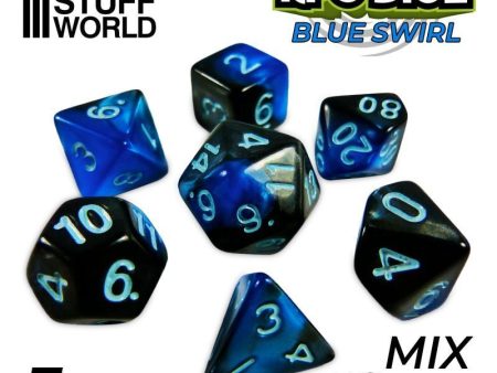 7x Mix 16mm Dice - Blue Swirl Discount