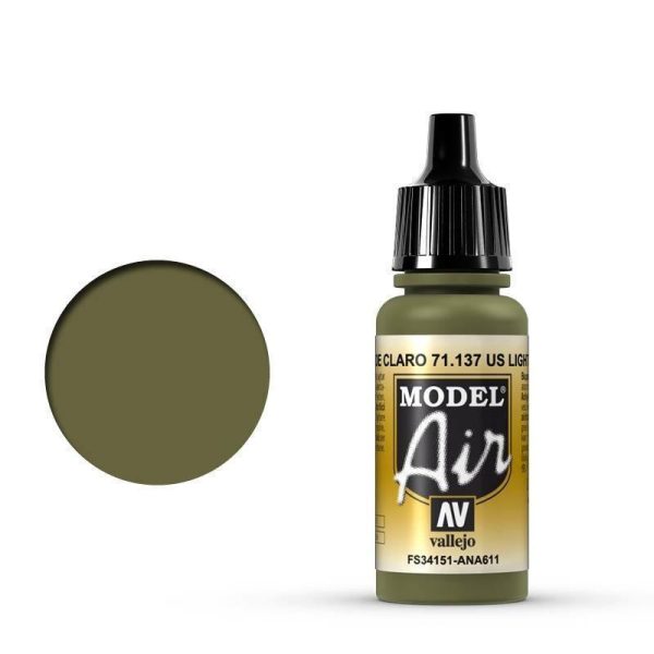 Vallejo 71137 Model Air US Light Green 17 ml Acrylic Airbrush Paint Hot on Sale